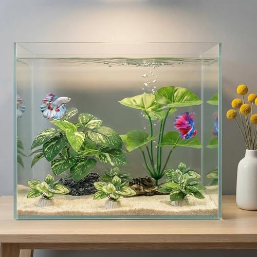 Image of 10 PCS Aquarium Decorations Silk Aquarium Plants Betta Fish Tank Decor Artificial Fish Tank Decorations Plants for Betta, Goldfish, Turtle & Reptile Tanks Ornament Accessories
