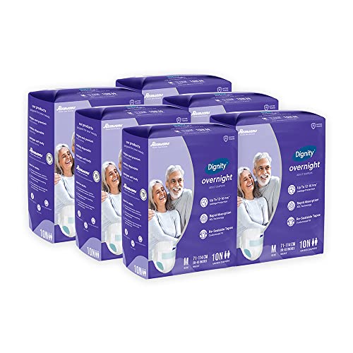 Image of DIGNITY Overnight Tape Style Adult Diapers - M (60 Pieces) With Wetness Indicator and Leakage Protection Upto 12-16 Hrs.