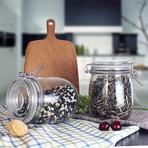 Yeboda 24Oz Food Storage Canister Glass Jars With Clamp Airtight Lids And Silicone Gaskets For Multi-Purpose Kitchen Containers - Clear Round (4 Pack) #TOP5
