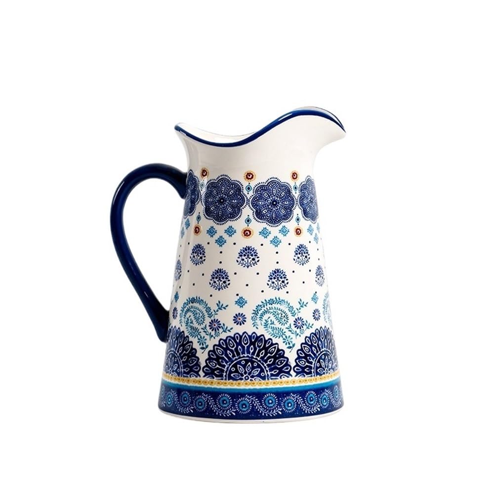 Dzbanek na wodę 2000 ml z ceramicznym uchwytem do kawy, soków i napojów, domowy dzbanek na lodową herbatę (niebieski)