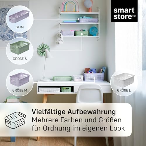 SmartStore Aufbewahrungskorb mit Griffen in lavendel 11,4L (36,5x27x15cm) I Körbchen Aufbewahrung aus recyceltem Kunststoff I Essence L Aufbewahrungskorb I Aufbewahrungsboxen mit 10 Jahren Garantie