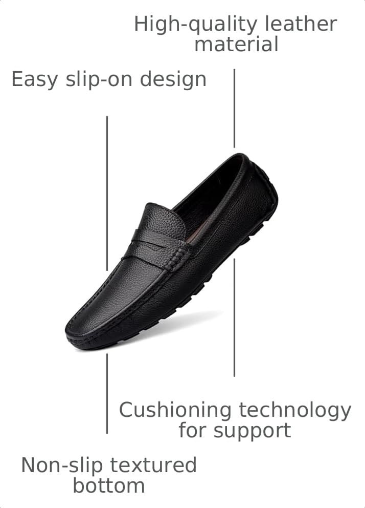 Image of MWX Men's Dress Loafers Black Mens Loafers Casual Slip on Shoes Fashion Soft Lightweight Boat Shoes