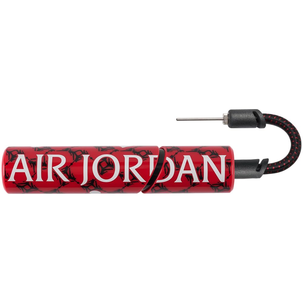 Nike Jordan Essential Ball Pump - Air Pump for Basketball, Football, Handball - Sports Ball Pump - Compact, Portable, Training Accessory, Fire Red/Fire Red/White, One Size