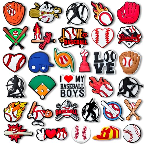 HCTGATH - HCTGATH Sports Shoe Charms, Baseball Soccer Football Basketball Volleyball Softball Hockey Shoe Decoration Charms, Cute Clog Accessories Charms for Sports Fans (Baseball)