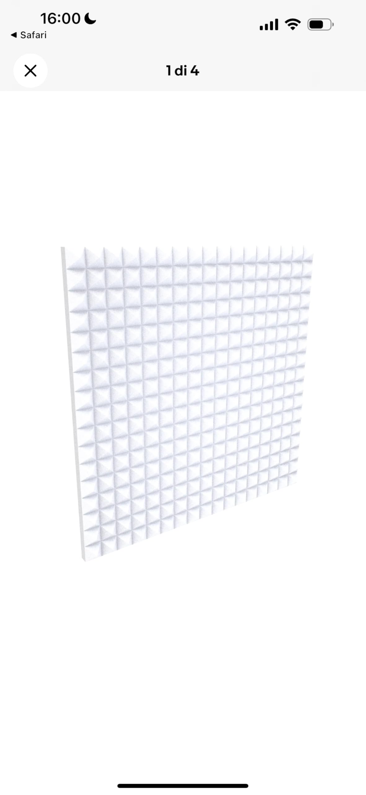 Pannelli fonoassorbenti piramidali 100x100x3cm. Pacco da 5. Non spedito sottovuoto