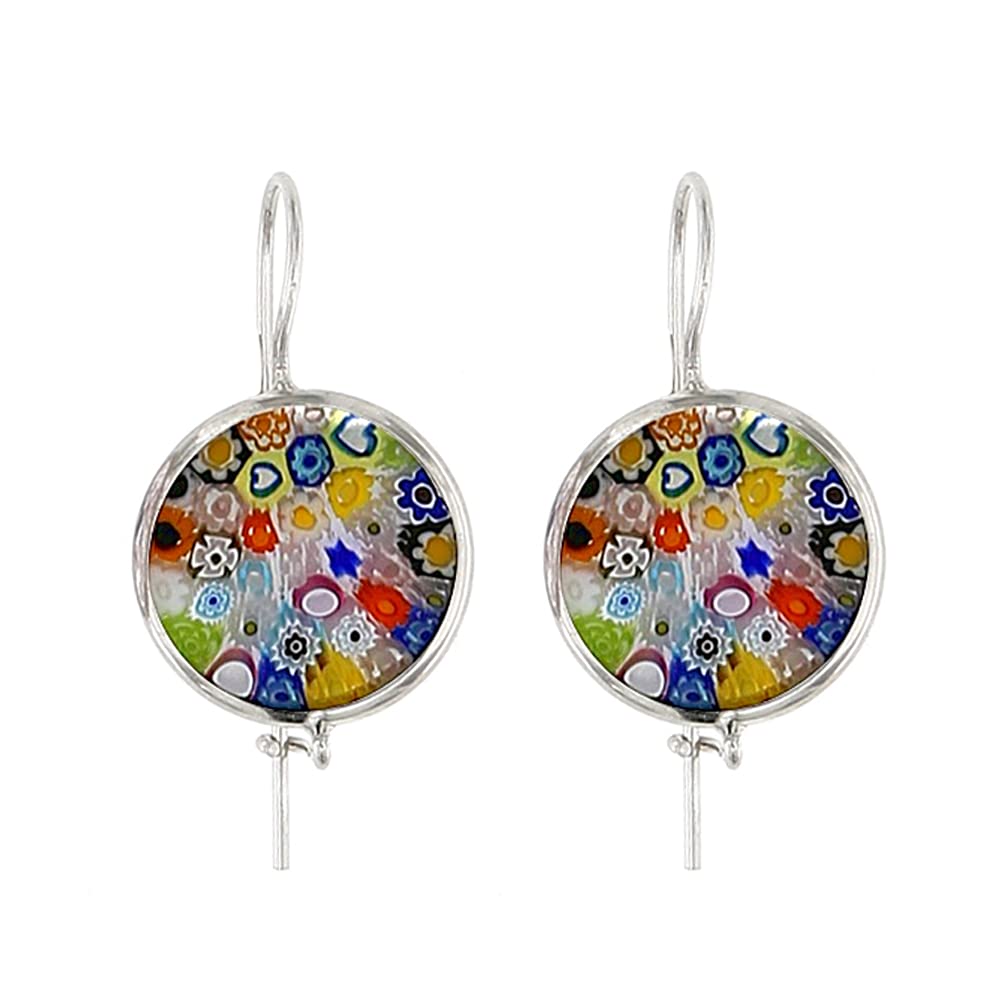 Venetiaurum - Pendientes para Mujer con Murrina en Cristal de Murano Original y Plata 925 - Joya Made In Italy certificada