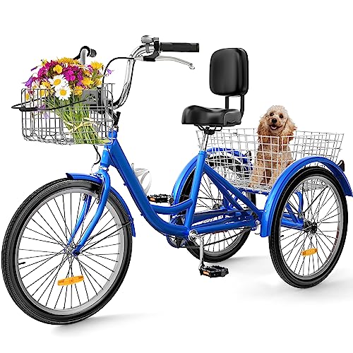 YITAHOME Adult Tricycle Royal Blue 24" wheel/1 speed