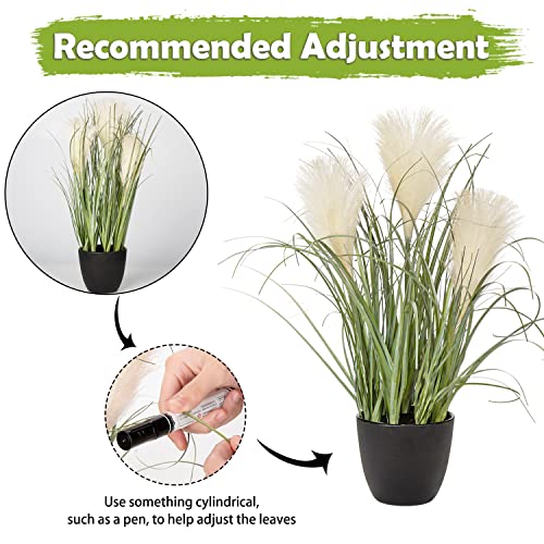 40CM Fake Pampas Grass Artificial Plants Indoors, White Faux Pampas Grass in Pot Decorative Greeneries for Home Décor - Image 4