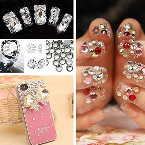 Healifty 1440pcs Kristall AB rund Nail Art Strass Hinten 3D Nagelschmuck Edelsteine 2.0mm – Bild 8