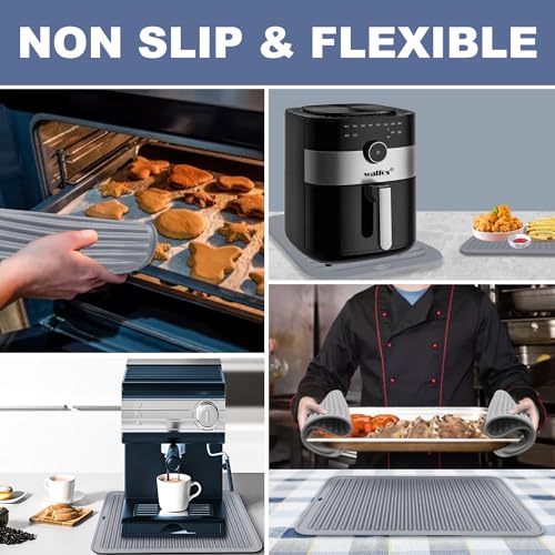 Image of Walfos Large Silicone Trivet 16x12 Inch, Hot Pads for Kitchen, Heat Resistant Pot Holders Trivets for Hot Dishes, Hot Pots and Pans, Quartz Countertops, Gray, 2 Pack