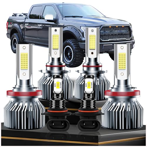 VIONTREX Driving Light Bulbs Set Fit For 2015-2023 Ford F150 High Beam Low Beam Fog Light Bulbs Combo,Plug-n-Play 700% Brightness 35000LM 6500K White Light Bulb,IP68 6-Pack