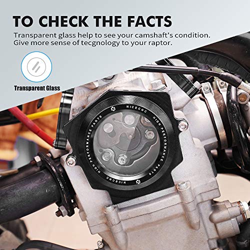 NICECNC Black Clear Cam Shaft Cover Compatibel met Yamaha Raptor YFM 700 700R 2006-2020 2021 2022 Replacement for 1S3-11185-00-00, 1S3-11185-10-00 - Image 3