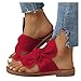 koperras Sandalen Damen Bowknot Set Toe Flache Strand Schuhe Hausschuhe Frauen Mädchen Sandaletten Sommerschuhe Riemchensandalen Strandschuhe Elegant Mode Freizeitschuhe Rot Braun