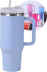 Copo Térmico com Tampa 1200 Ml Caneca Garrafa Térmica Com Canudo - Inox Parede Dupla (Azul)