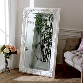 Melody Maison Large Ornate White Wall/Leaner Mirror 70cm x 120cm