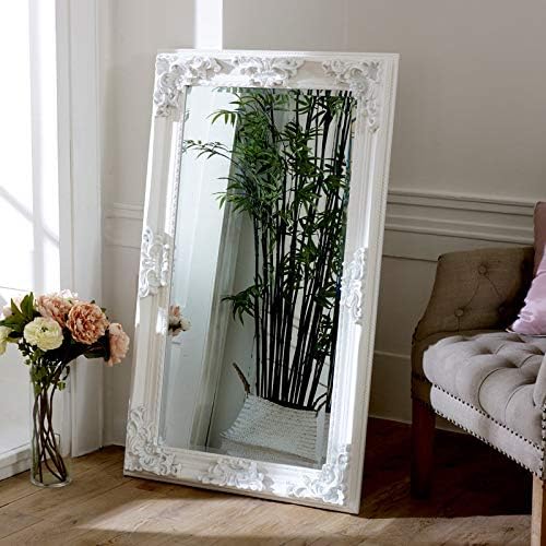 Melody Maison Large Ornate White Wall/Leaner Mirror 70cm x 120cm
