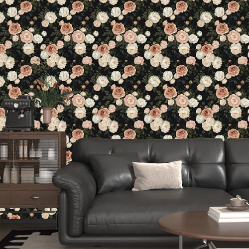 Papel tapiz de peonía de 17.5x118 pulgadas impermeable autoadhesivo botánico 4