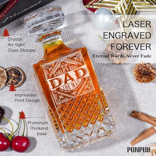 PONPUR-Gifts-for-Men-Dad-Whiskey-Decanter-Set-with-2-Glasses-with-Wooden-Box-Unique-Dad-Birthday-Gift-from-Daughter-Son-Best-Dad-Father-Husband-Presents-for-Anniversary-Christmas