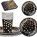 Forniture per feste in oro e nero – Set di stoviglie usa e getta a pois dorati, per la laurea, la festa di Capodanno, la festa della sposa, compleanno, anniversario, addio al nubilato