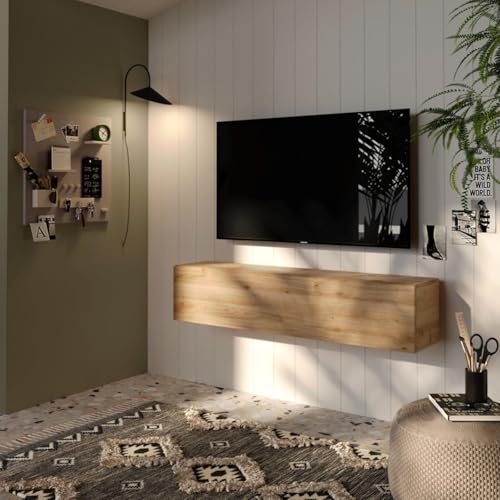 Totò Piccinni Consolle Sospesa MODULA, Mobile Multiuso a Parete con Anta Reversibile, 2 Vani Interni, Toeletta Camera da Letto o Ingresso, Made in Italy, 138x30x29 cm (Rovere Cadiz)