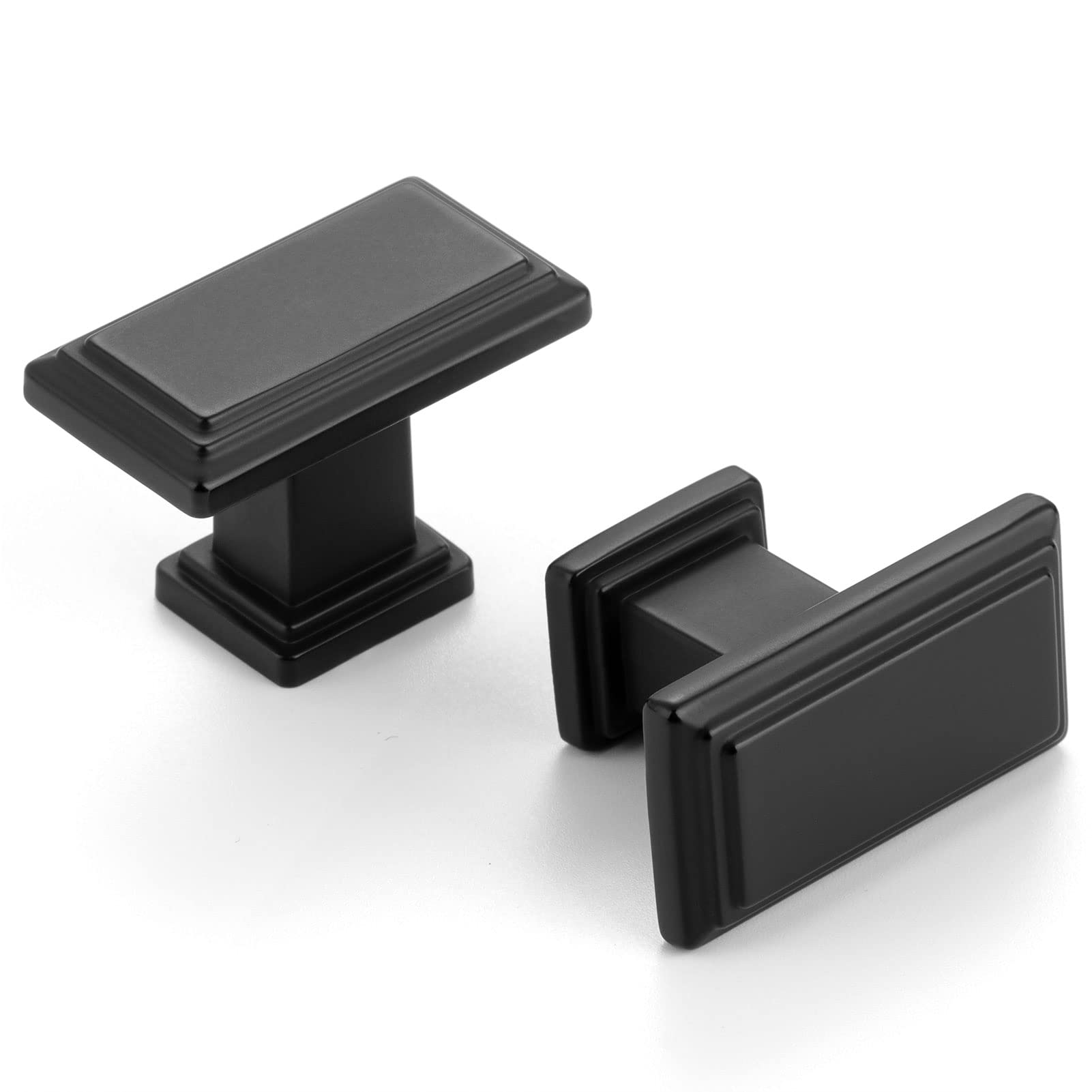 10 Pack 1-1/2 Inch Matte Black Cabinet Knobs Black Drawer Knobs Rectangular Black Cabinet Pulls, ZK2206 Kitchen Hardware for Cabinets Drawers Bedroom Dresser Cupboard Bathroom Vanity