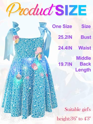GORAIS Light Up Mermaid Dress Blue Beach Princess Festival Dresses for Girls2