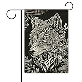 Wolf Art 4 Gartenflaggen (47 x 32 cm), doppelseitig, für Feiertage, Garten, saisonale Dekoration im Freien