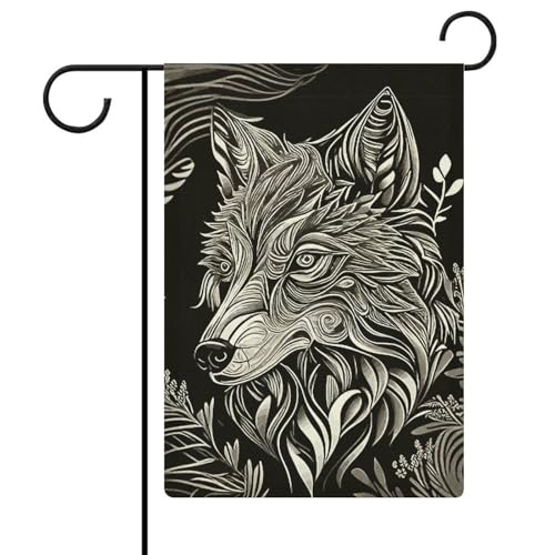 Wolf Art 4 Gartenflaggen (47 x 32 cm), doppelseitig, für Feiertage, Garten, saisonale Dekoration im Freien