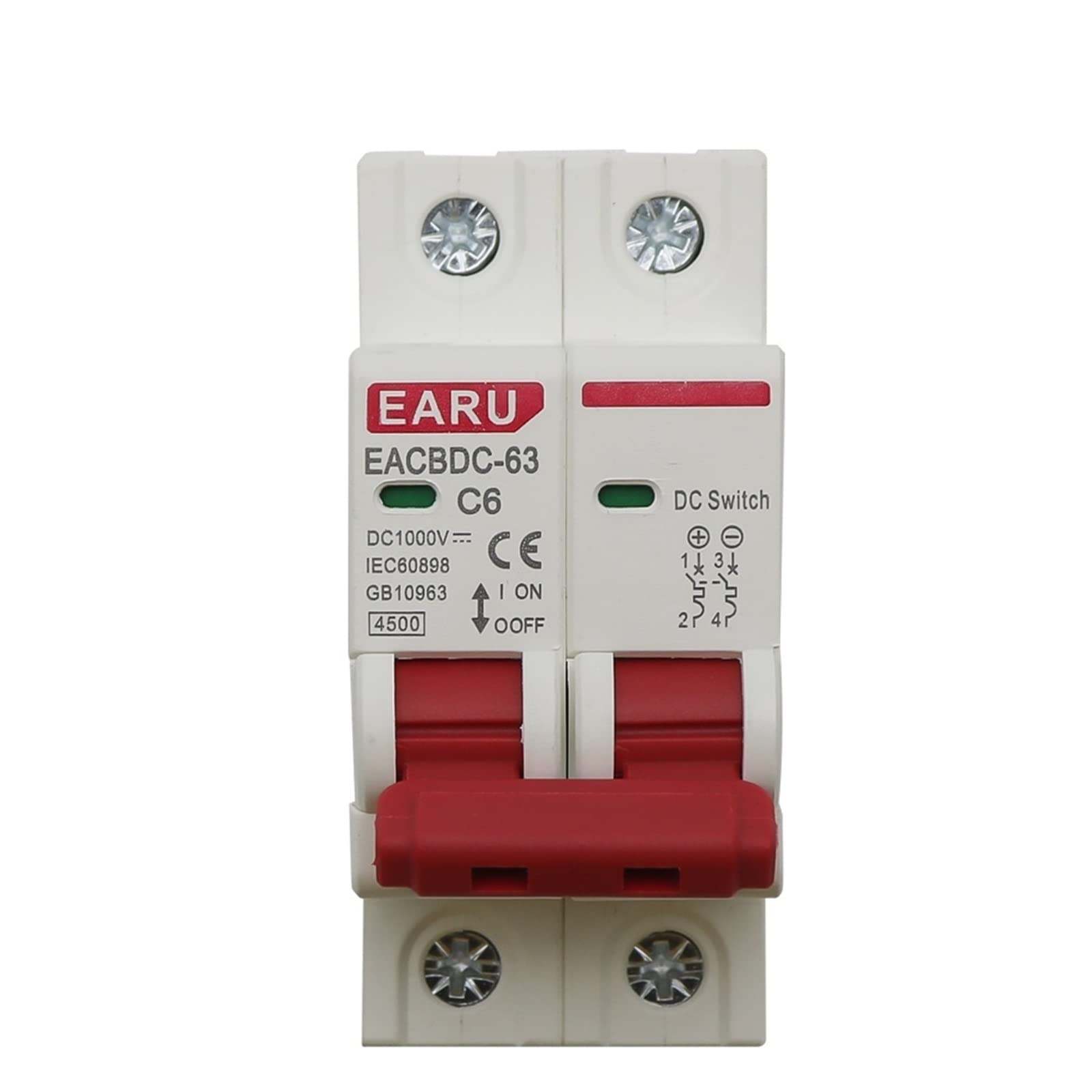 NVSFZGIYG 10pcs DC 1000V Solar Mini Circuit Breaker Overload Protection Switch 6A-25A/32A/40A/50A/63A 2P DC1000V Photovoltaic MCB PV(32a)