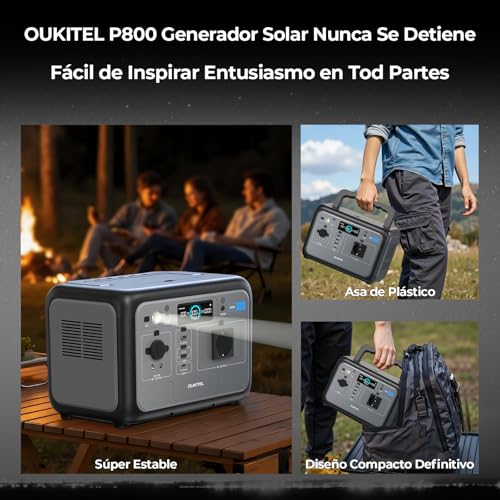 OUKITEL P800 Tragbare Powerstation 800 W, Solargenerator mit 512 Wh LiFePO4 Akku, Generator für USB A, C Ausgang, 1600 W Spitzenleistung, Schnellladung, 6kg für Camping, Reise, Outdoor – Bild 3
