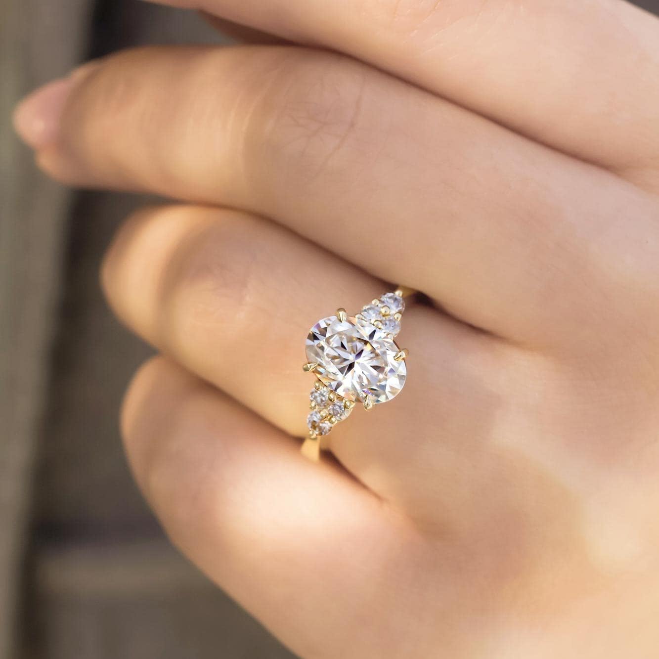 Kobelli Moissanite Oval Oxford Dewdrop Ring with Lab Grown Diamond in 14K Gold (GH/VS)