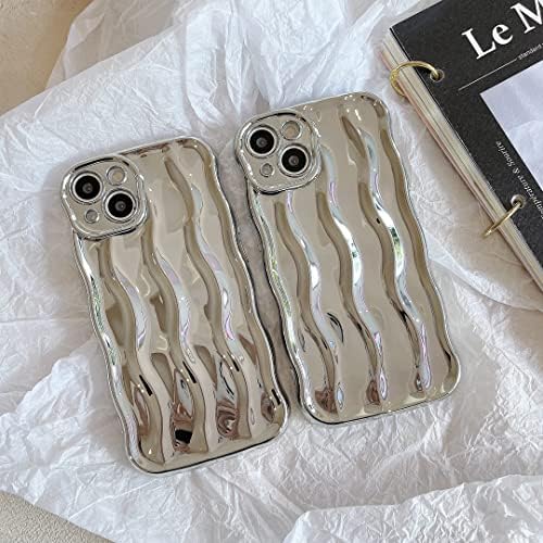 wahhle Water Ripple Pattern Curly Wave Frame Soft Cute Phone Case Cover for Men Women Girls(iPhone 11,Silver) - 1