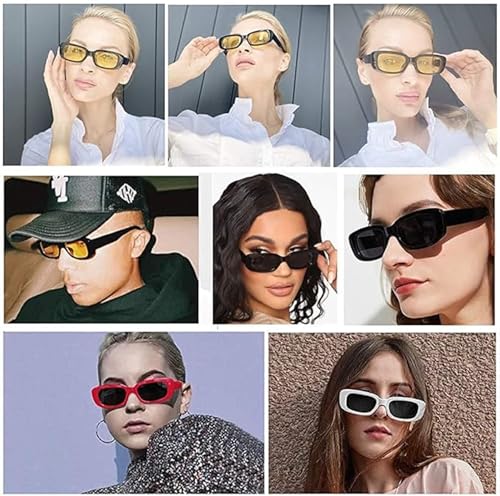 Image of IFLASH Rectangle Sunglasses for Women Retro Driving Glasses 90s Vintage Fashion Narrow Square Frame UV400 Protection Glasse