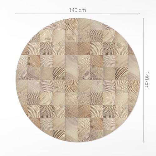 Tapis vinyle ø140 cm rond anti-rayure protège sol PVC durable