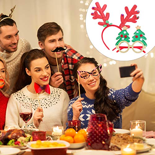 STOBOK 4 PeÃ§as de Tiaras de Natal Ã“culos de Natal Com Moldura de Chifre de Rena ChapÃ©us Fantasia