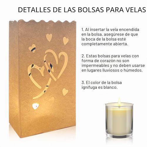 Miniatura 4 de 30 Bolsas De Vela, Linterna Papel, Resistente A Las Llamas, Reutilizables, Blancas Luminarias, Mariposas, Estrellas Y Lunas, Diseñado Para Bodas, Fiestas Románticas, Bodas, Decoración