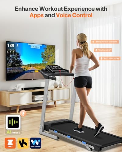 Cardirun Folding Treadmill with Incline, 3.5 HP Quiet Treadmills for Home with 400 lbs Weight Capacity, Incline Treadmill with Pulse Sensor and Bluetooth Speaker, LED Screen, App, Space-Saving Design - Image 5