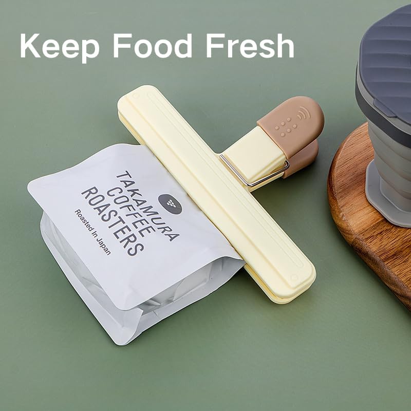 1 Pack Chip Bag Clips, Large Bags Clip for Food Storage, Snack Clips for Chips and Other Food Bags, Plastic Heavy Duty Sealing Clip for Home, Office and More, Beige