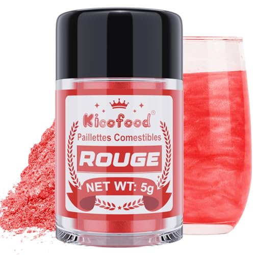 Paillettes Comestibles - Kicofood 5g Paillettes Alimentaires Comestibles, Paillette Alimentaire, Colorant Alimentaire Paillettes for Cocktails Décoration de Gâteaux Chocolats (Rouge)
