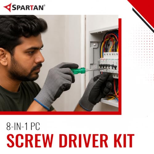 Image of Spartan BS-02 8-in-1 Pc Screw Driver Kit With 3 Flat Blades, 3 Phillips Head, 1 Round Poker Bar, Extension Rod| Multi-purpose Tool Set