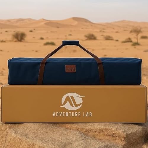 Adventure Lab Cotton Hammock with Steel Stand | Free Standing 2-Person Hammock for Garden, Camping, Beach & Patio | Heavy Duty 210 kg Capacity with Carry Bag (Blue-Yellow Stripe)