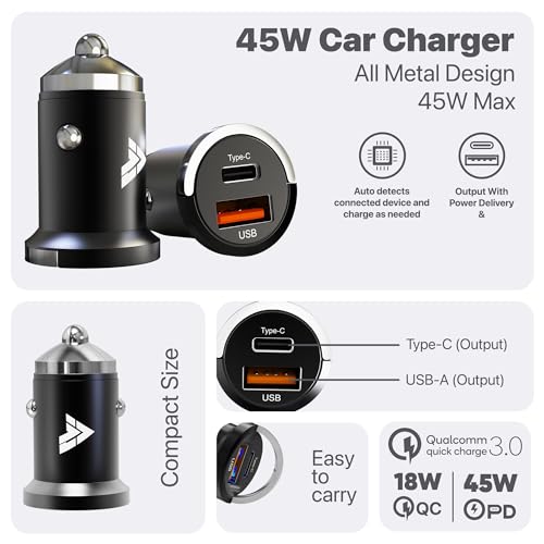 Image of Dr Vaku Voltryder 63W Pd Qc 3.0 Car Charger Dual Port Output Fast Charging Type C USB Adapter for iPhone 15 /15 Plus /15 Pro /Max /14 /13 /12 /11 Series, Samsung & Other Devices 2 Years Warranty, Black