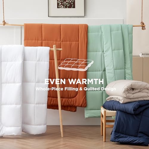 Image of Bedsure Comforter Duvet Insert - Quilted Comforters Queen Plus Size, All Season Duvet, GentleSoft Down Alternative Bedding Blanket, with 8 Tabs, Gifts for Women /Men,Linen,Queen Plus 90 x 90 Inches