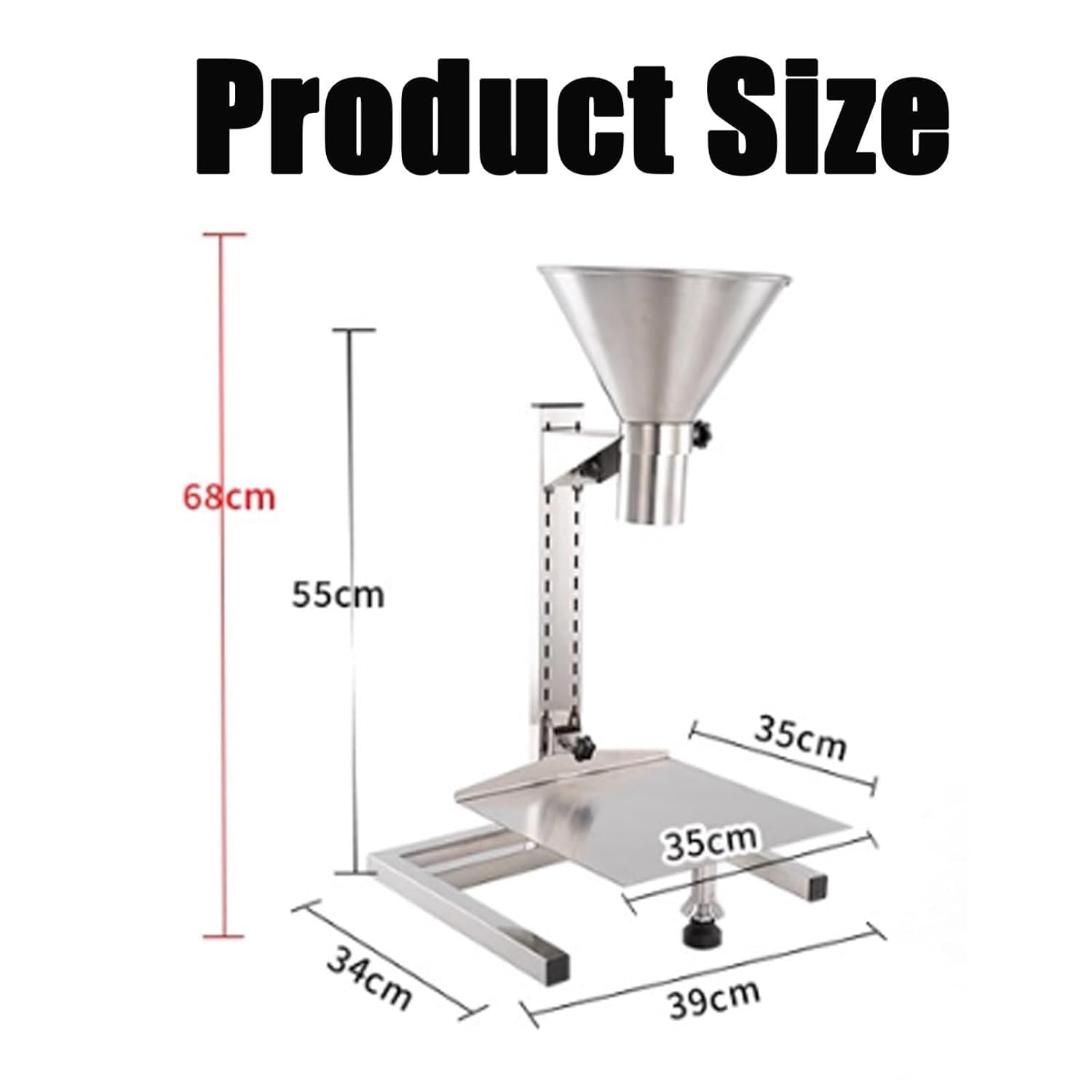 Tolva de Alimentación de Acero Inoxidable, Embudo de Envasado de Uso Rudo con Soporte, Diámetro de 8-16 cm, Plataforma Elevadora de Altura Ajustable, para Envasado de Polvos/Líquidos/Gránulos