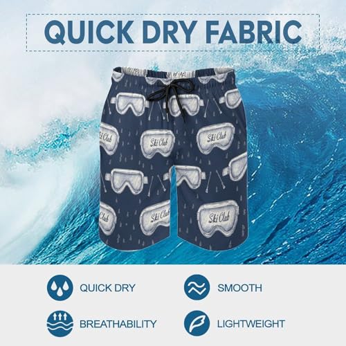 Hawaiian Shorts for Men - Comfy Navy Ski Goggles Print Mens Swim Trunks Bathing Suits with Mesh Lining4