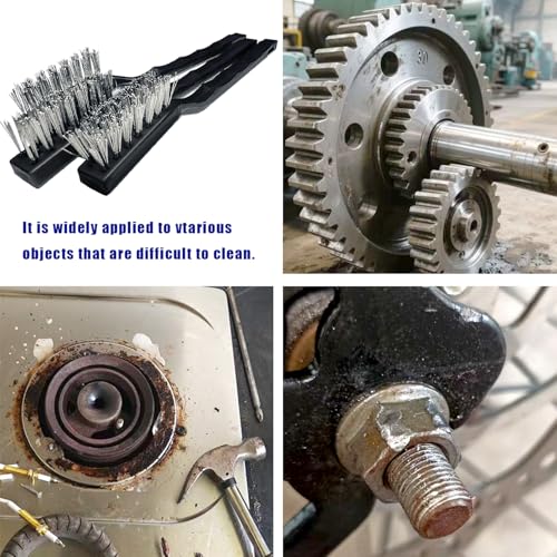 Image of 15PCS Mini Stainless Steel Wire Brush Set, Curved Handle Masonry Brushes, Wire Bristle Scratch Brush for Cleaning Welding Slag, Rust, Paint, Metal, Wood, Rust Remover Tool