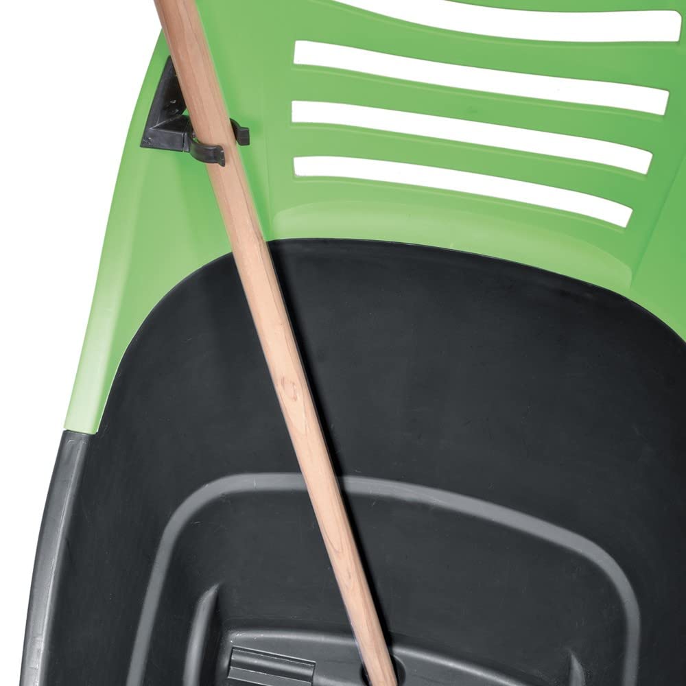 Ribimex Carrello Multiuso da Giardino, Capacità 65 Litri, Struttura in Polipropilene, 2 Ruote in Plastica, Maniglia Ergonomica e Pratico Gancio Portascopa Integrati - PRCG65