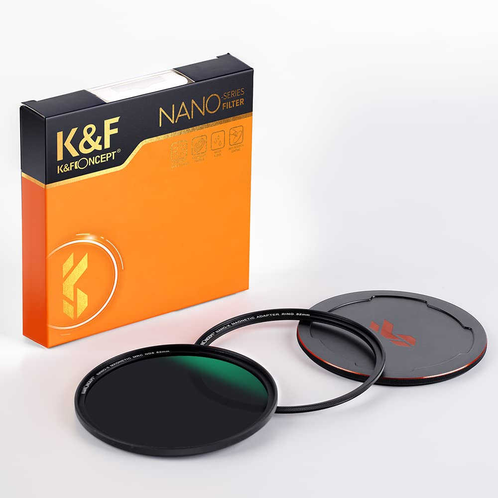 K&F Concept 72 mm magnetyczny filtr obiektywu ND8 z pierścieniem adaptera + stopowa nasadka obiektywu, 3 stopki optyczne szkło ND do aparatów DSLR