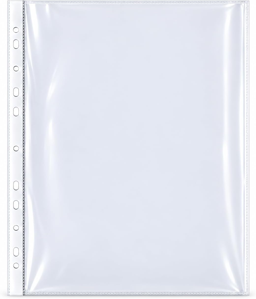 A4 Glass-Clear Punched Filing Sleeves, 100 Pack, 30 Micron