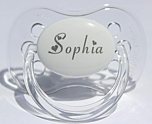 Miniatura 3 de Chupete personalizado con nombre, paquete de 2 unidades con purpurina rosa y blanco, (disponible de 0 a 6 meses y 6 a 18 meses), chupete grabado,